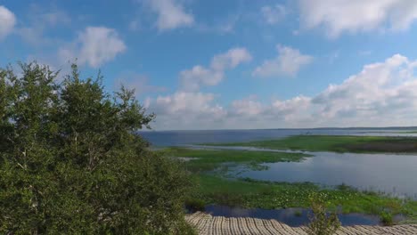 mañana en el lago tohopekaliga desde lakefront park en el condado de osceola, florida