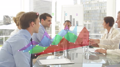 animación de las estadísticas y el procesamiento de datos durante la reunión de negocios