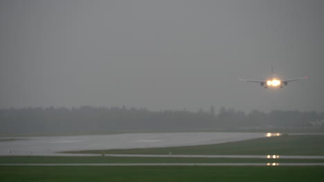 plane landing during a storm