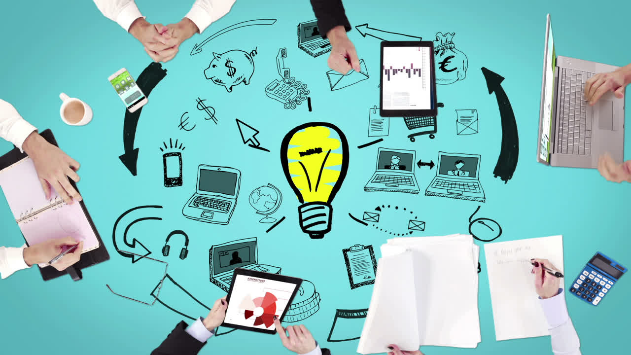 사업가 들 의 손 이 일 하고 있다