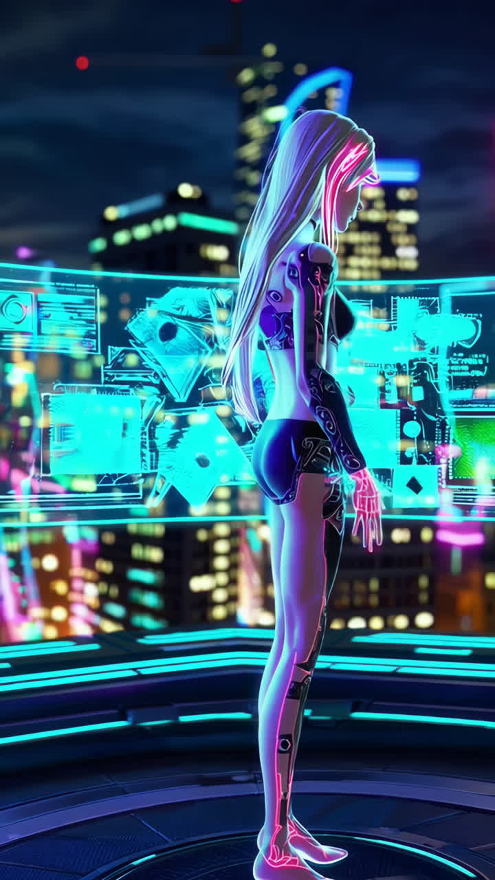 Cyberpunk Anime Girl in Futuristic City