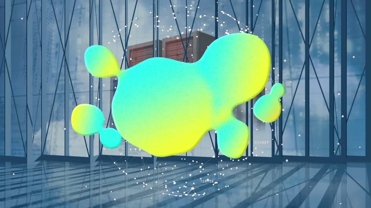 서버 객실에서 녹색 반점과 연결의 글로브의 애니메이션