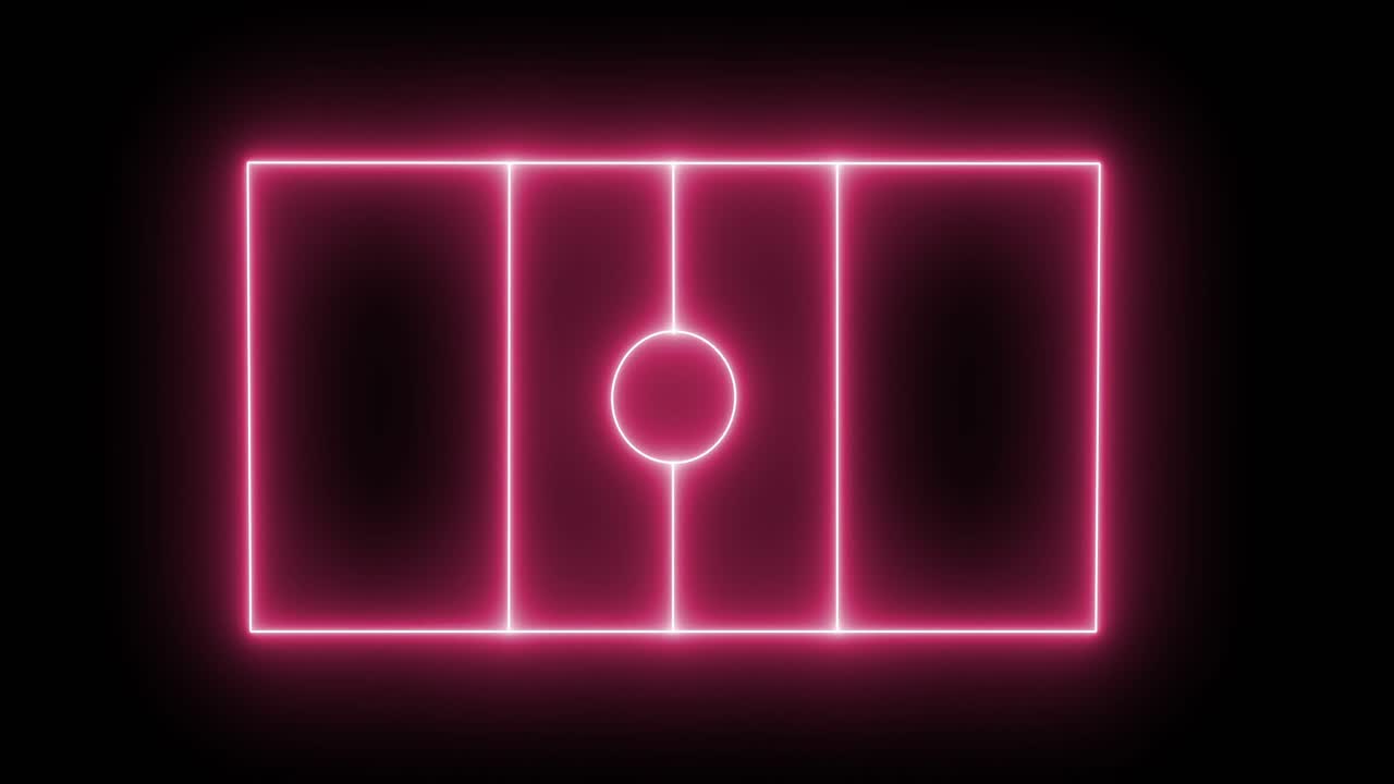 Animation of red neon sports stadium on black background