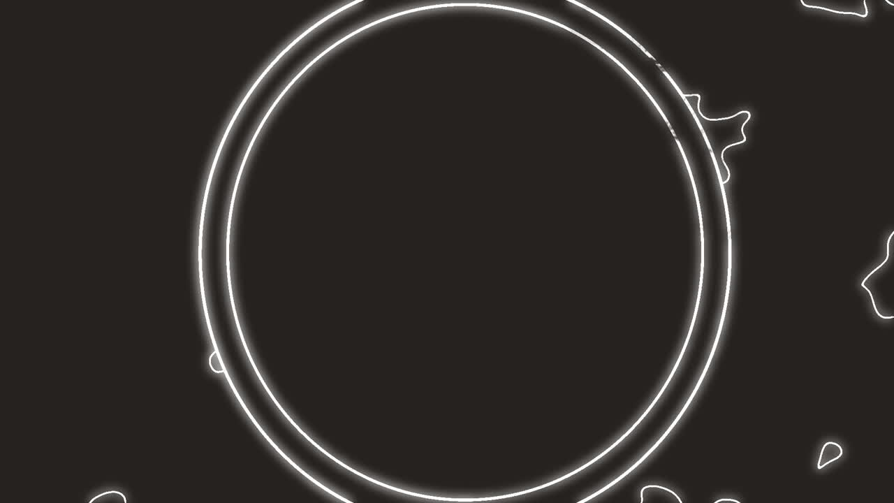 검은색 배경 위에 움직이는  ⁇ 색 선의 애니메이션