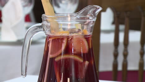 sangria in a glass pitcher