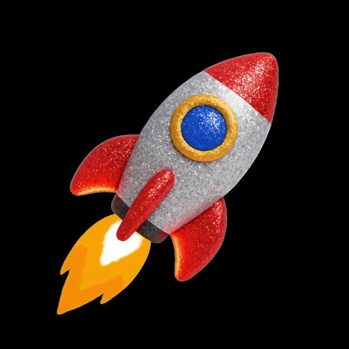 Animated Toy Rocket Ship Flying with Fire Exhaust