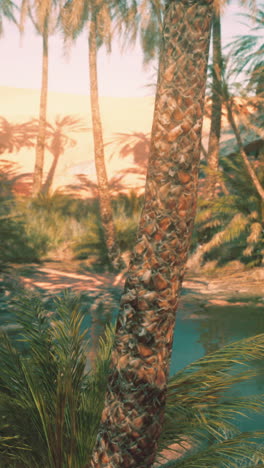 palm trees in a desert oasis