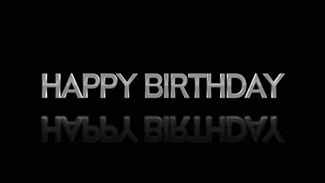 tarjeta de cumpleaños con letras blancas en negrita sobre fondo negro