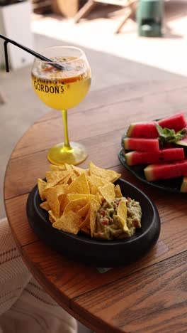 watermelon and mozzarella salad with cocktail