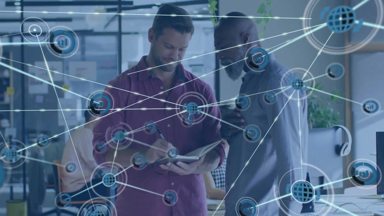 Diverse business people working together in an office setting