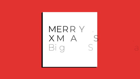 modern merry xmas and big sale text on red gradient