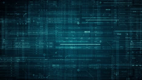 Looping HUD technological futuristic background.Cyberspace abstract zoom in animation.Green
