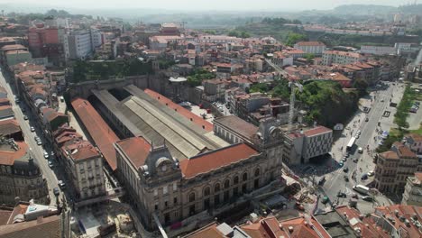aerial historic city buildings of porto, portugal