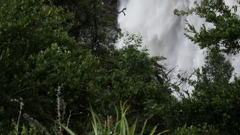 Un-Tiro-Inclinado-Siguiendo-El-Flujo-De-Agua-Por-Las-Cataratas-De-Lisboa-En-Grasskop,-Sudáfrica