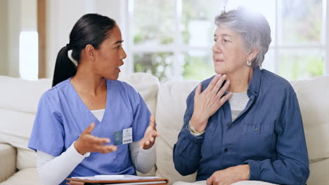 Woman,-nurse-and-writing-with-patient-in-elderly
