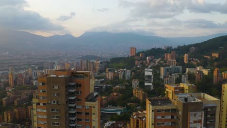 spectacular establishing shot of medellin, antioquia, colombia at sunset