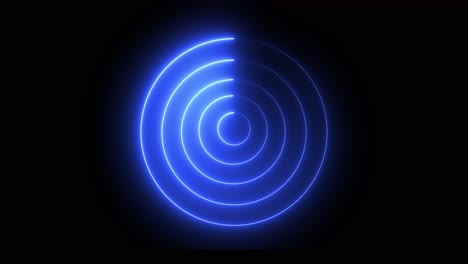 abstract glowing blue concentric circles animation on black background