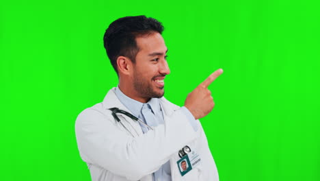 Face,-doctor-or-Asian-man-with-green-screen