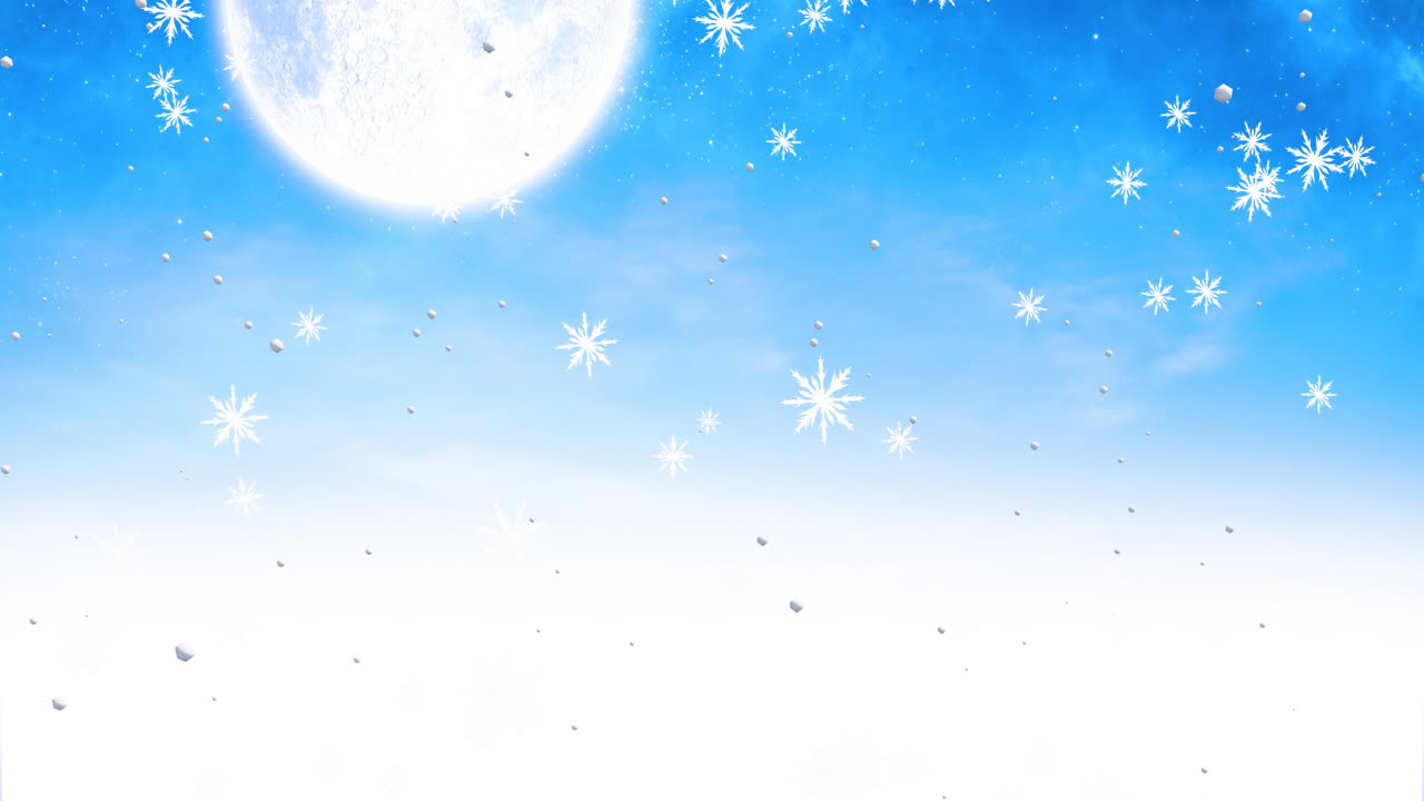 겨울 풍경 위에 내리는 눈의 애니메이션