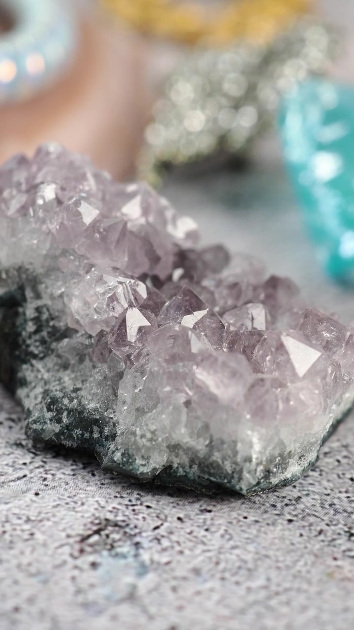 Close-up of a Beautiful Amethyst Crystal Cluster