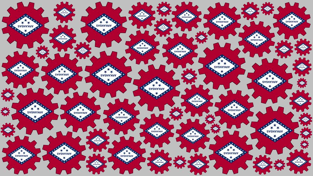 bandera del estado de arkansas engranajes girando fondo