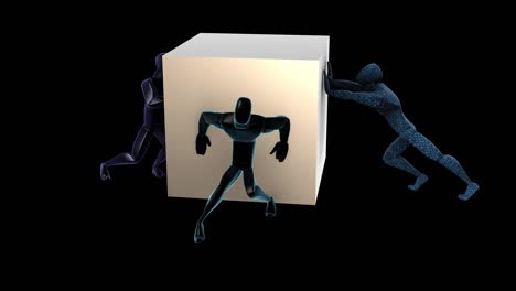 push cube with colored people of various shades of blue