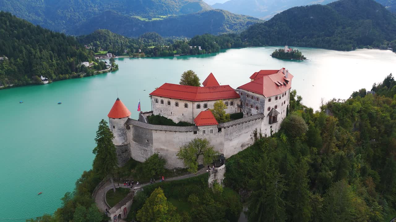 Bled Castle above Lake Bled Slovenian landscape