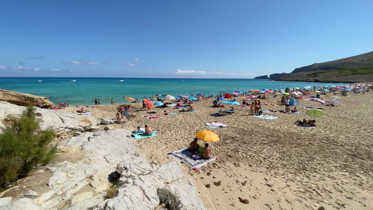 mesquida cove in mallorca balearic islands turquoise blue mediterranean sea, fine white sand beach