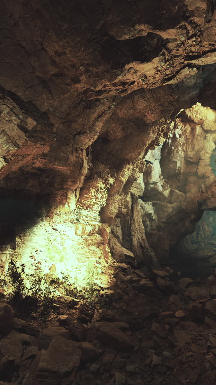 Exploring a stunning underground cave with unique rock formations and light