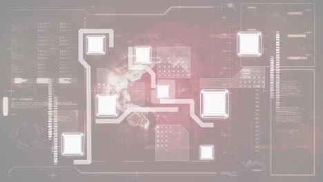 animation of financial data processing over grey background