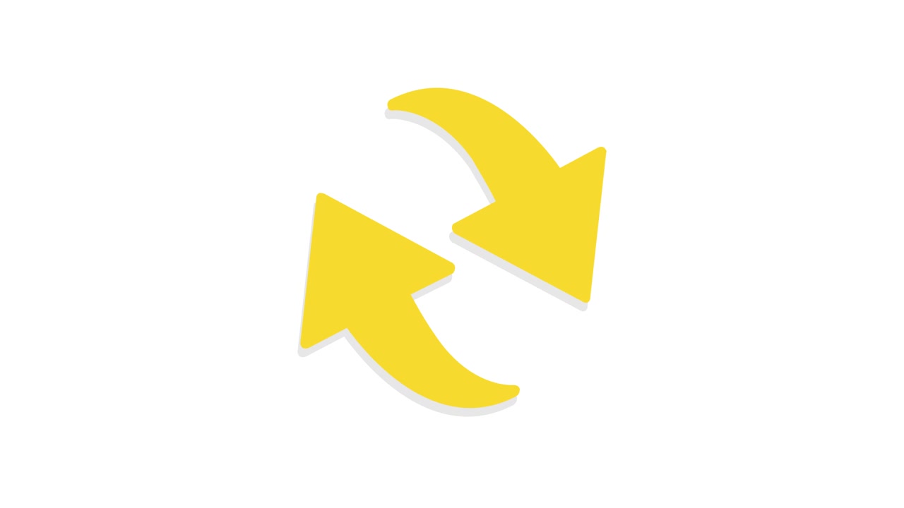Animated Yellow Refresh Arrows Icon on White Background