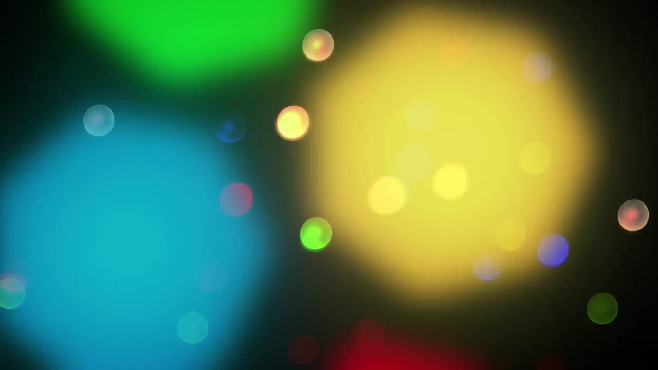 Animation of christmas fairy lights flickering over black background