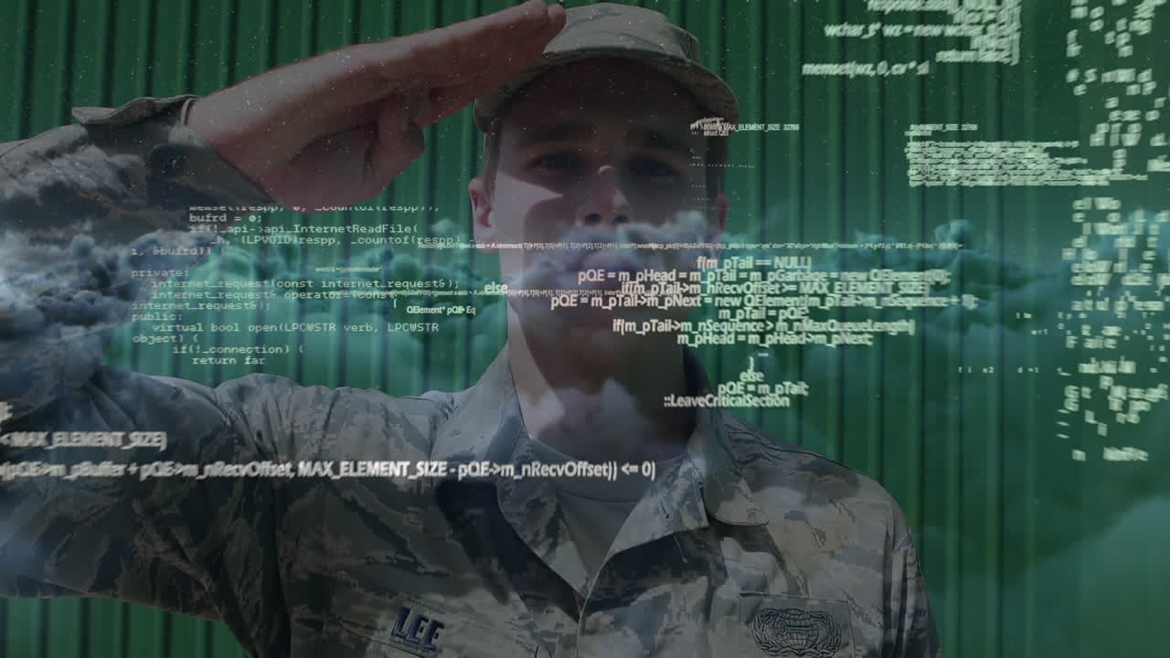 Binary codes with a soldier in the background