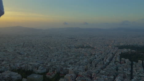 aerial dusk view of sprawling athens landscape