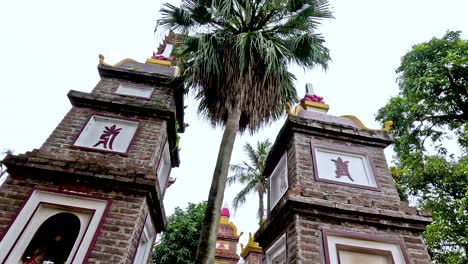 temple tower surrounded by lush palm trees