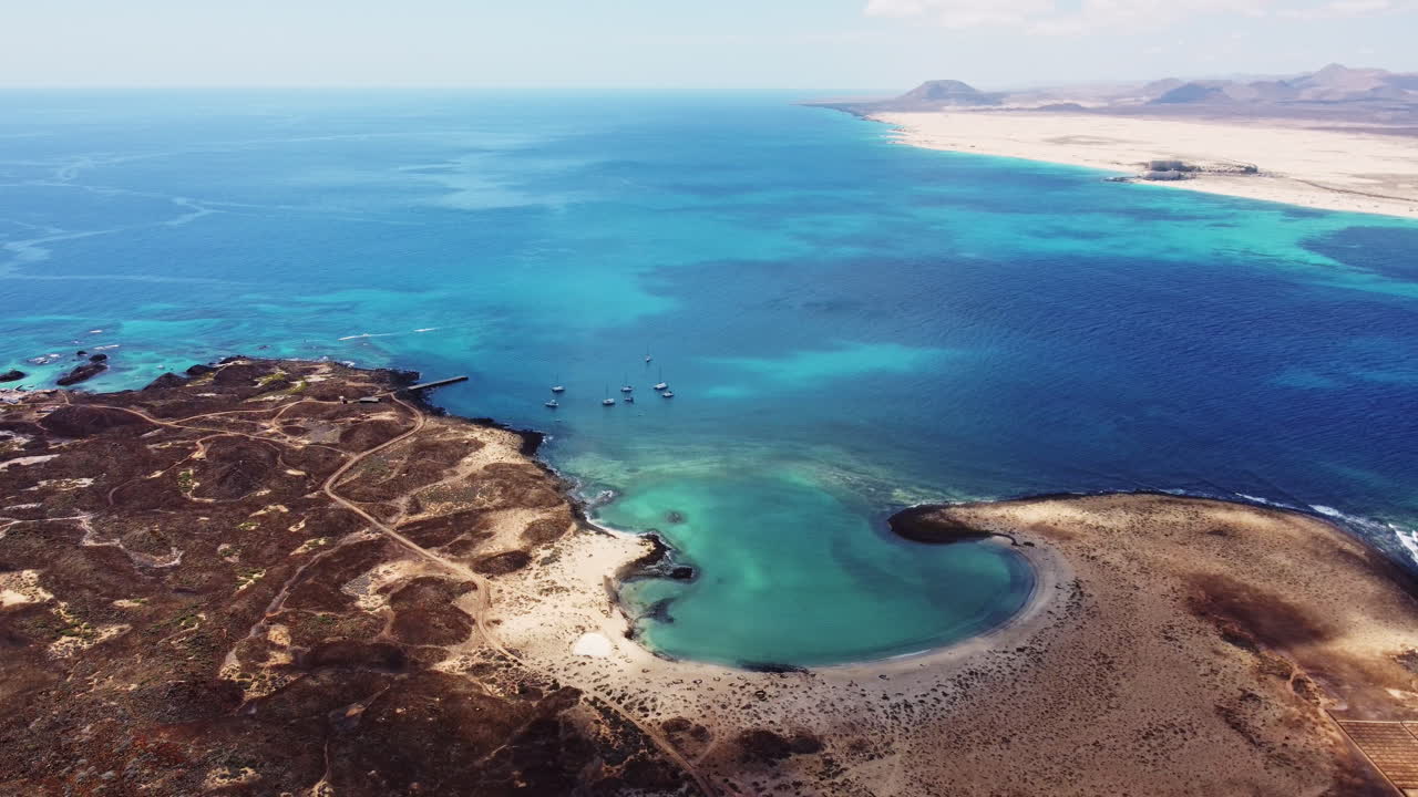 increíble vista de la playa de la concha en la isla de lobos, fuerteventura