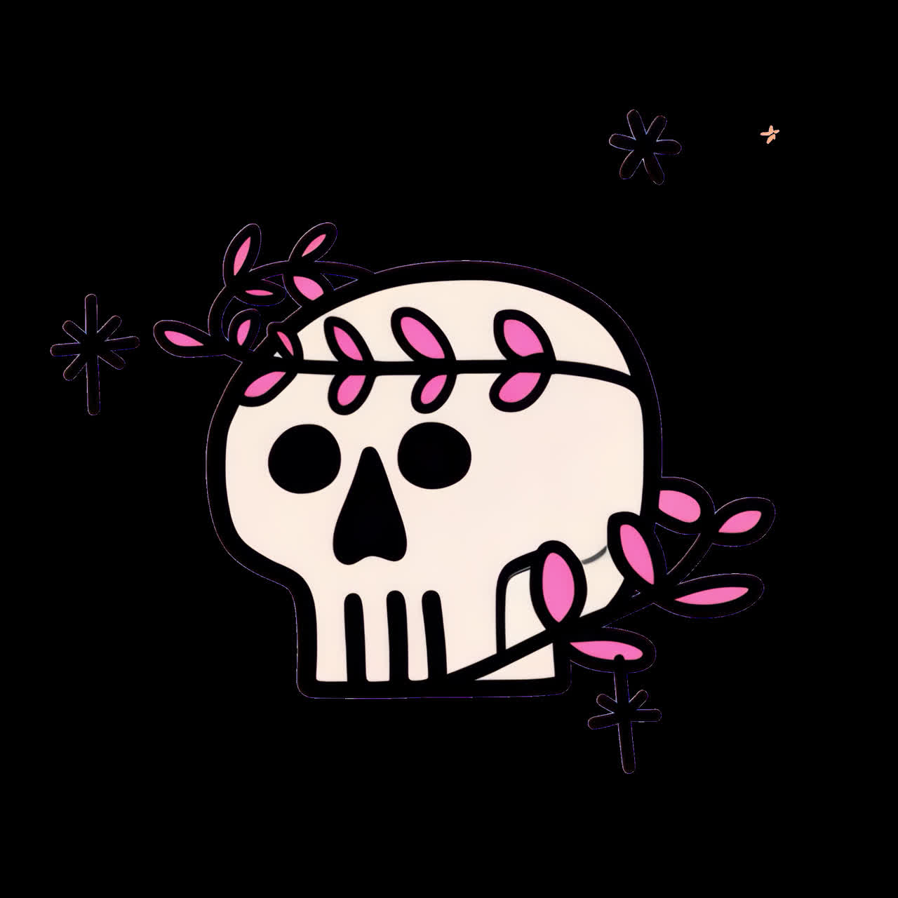 Cute skull animation isolated asset, transparent 4K video, alpha channel, ProRes 4444