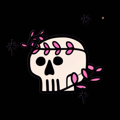 cute skull animation isolated asset, transparent 4k video, alpha channel, prores 4444