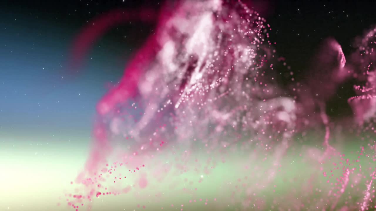 Animation of glowing pink mesh moving over grey background