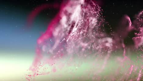 animation of glowing pink mesh moving over grey background