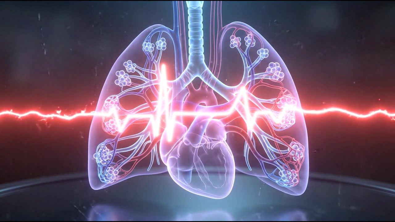 Human lungs bronchial tree airway structure hologram