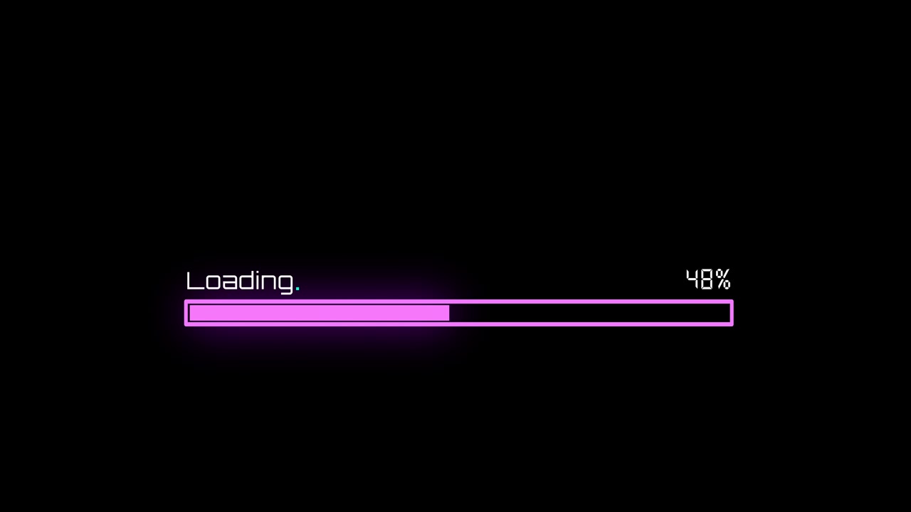 Animated Pink Loading Bar with Percentage on Black Screen