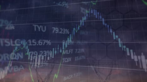 Animation-of-thunderstorm-over-financial-and-stock-market-data-processing-against-network-towers