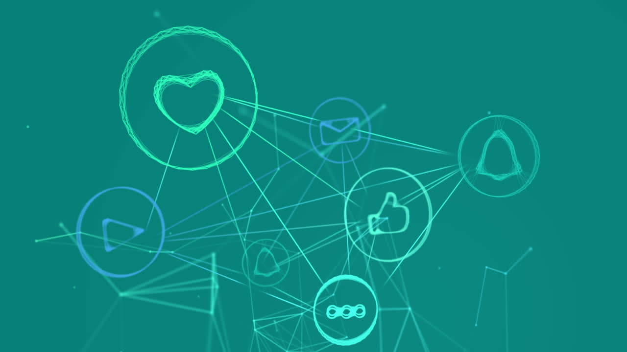 파란색 배경에 디지털 아이콘 네트워크