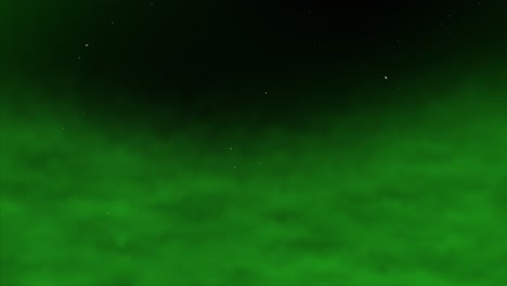 3d cloud smoke gas vapor mist haze fog on starry night time space universe background animation motion graphics vfx gradient particle colour dark green