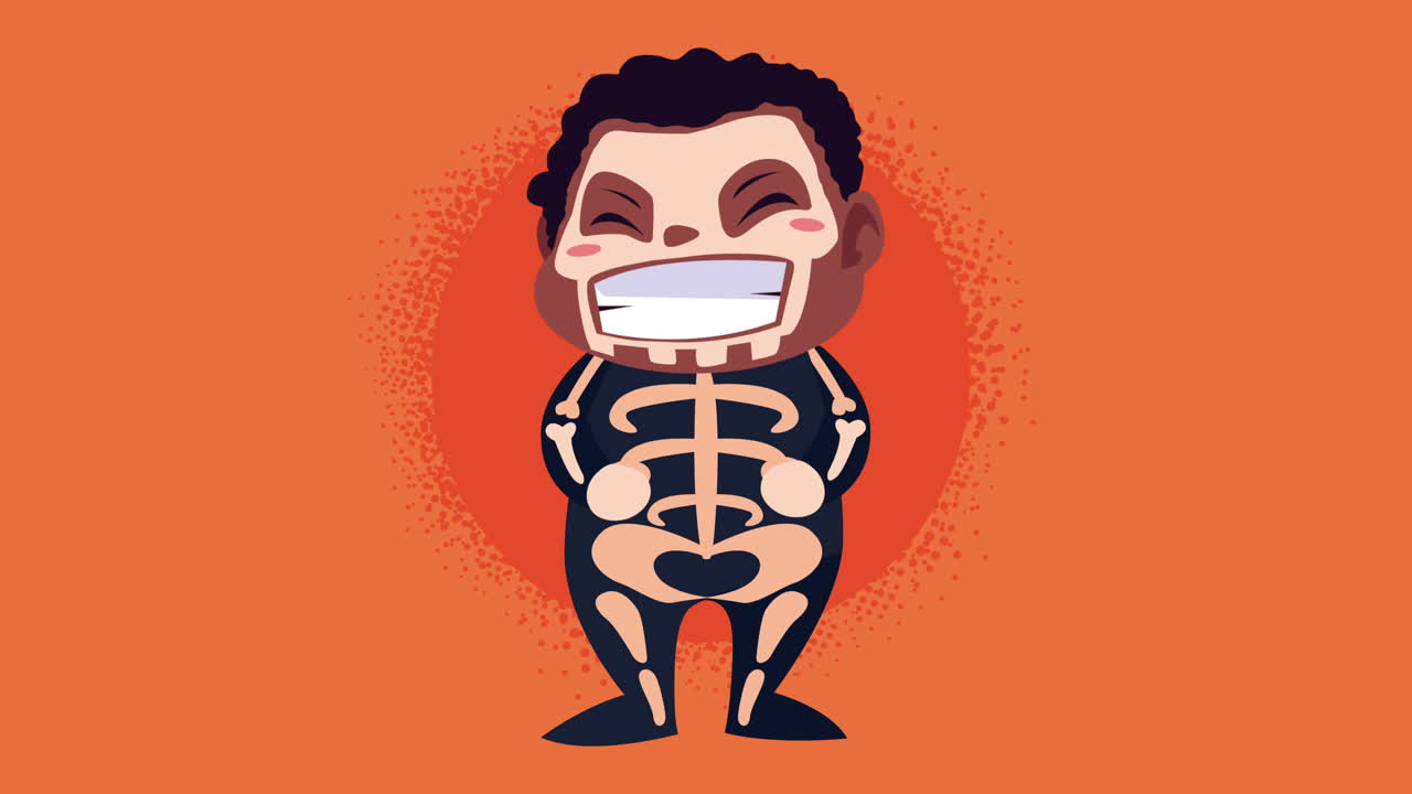 bambino carino travestito da teschio