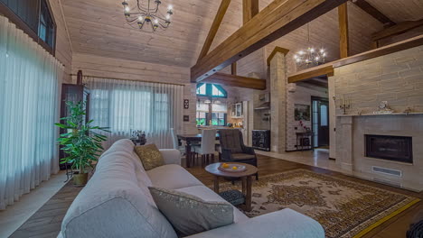 Panoramic-View-Inside-The-Living-Room-Of-A-Modern-Wooden-House