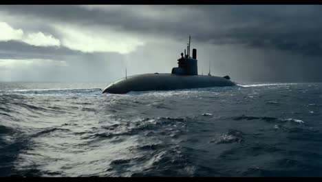 submarine in a stormy sea