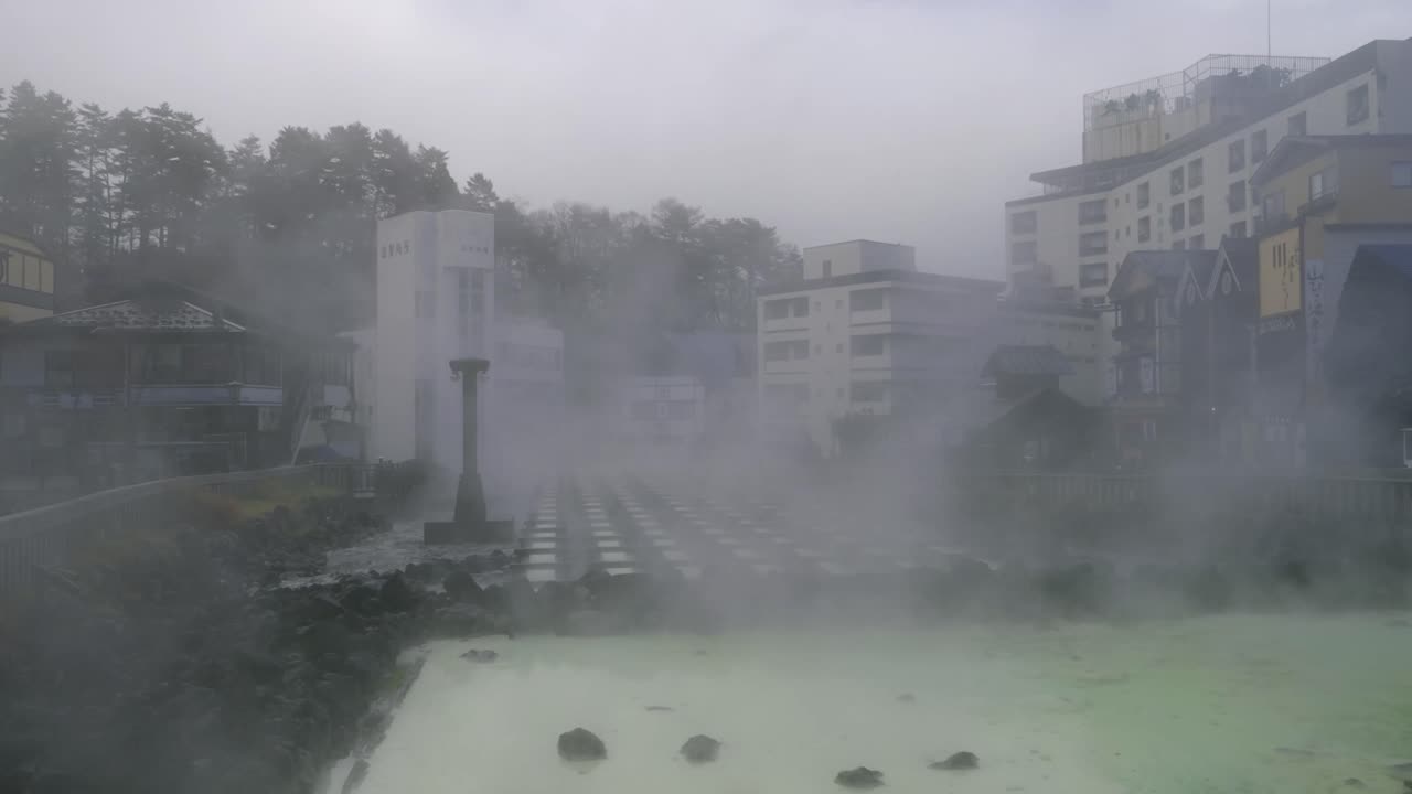 Famous hot spring town of Kusatsu north of Tokyo without tourists