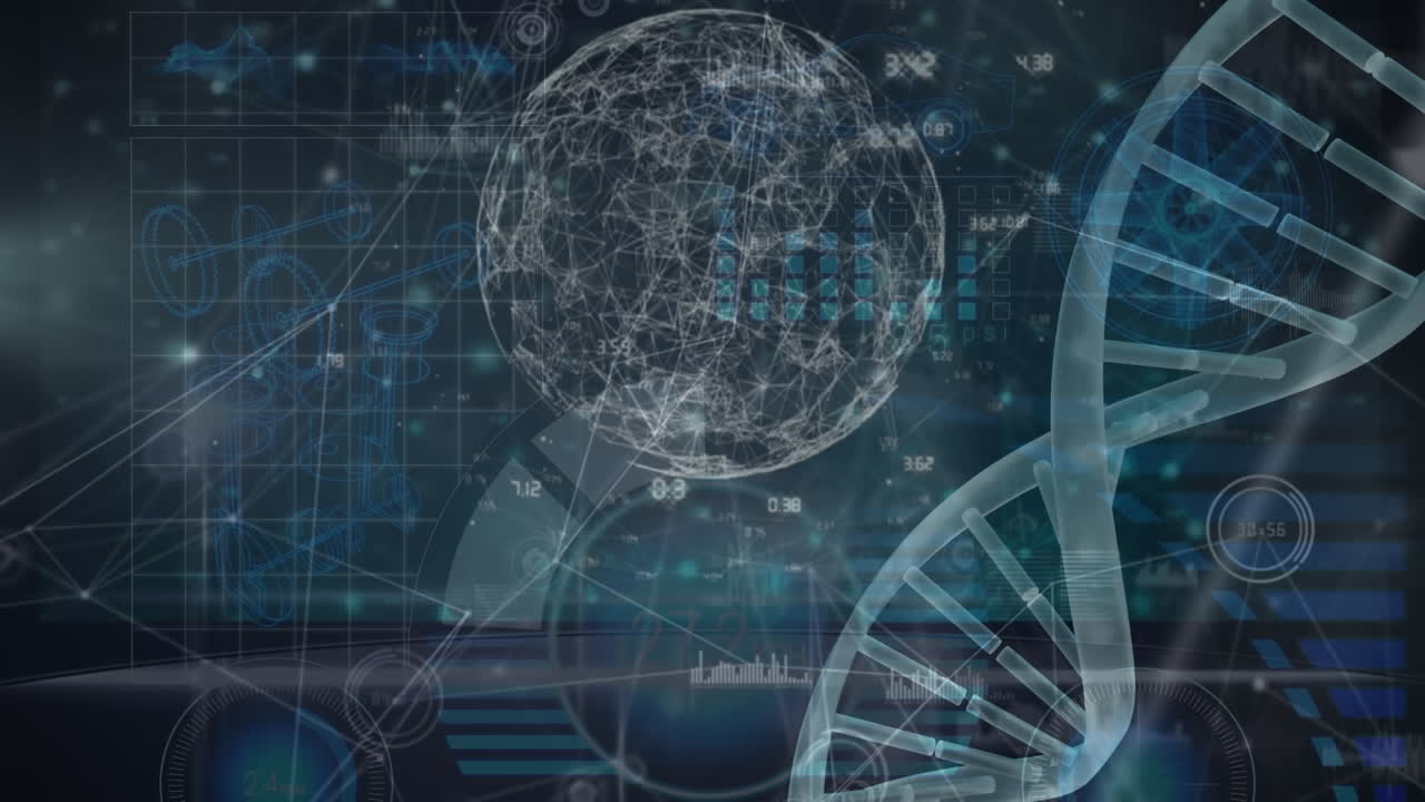 Animation of data processing over dna strand